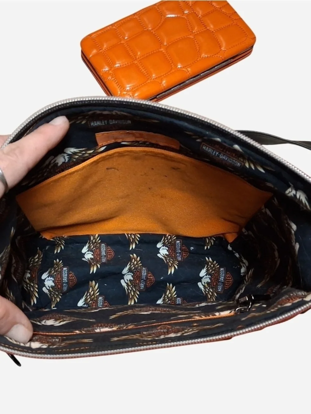 Harley-Davidson Retro Leather Purse & Orange Wallet Bundle